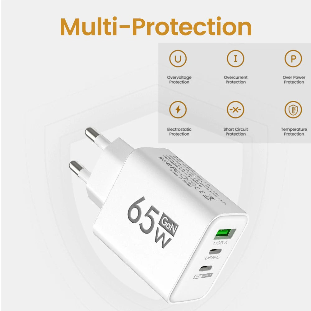 65W USB C Quick Charge 3.0 Type C Phone